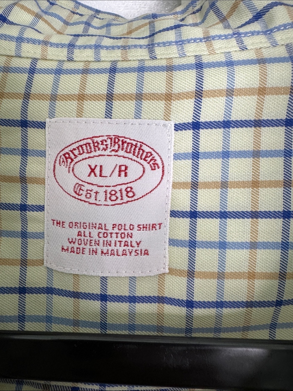 Brooks Brothers Plaid Dress Shirt Cotton Blue&Tan Windowpane Pattern Men's XL - Picture 2 of 11